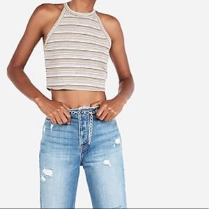 High Halter Neck Cropped Tank